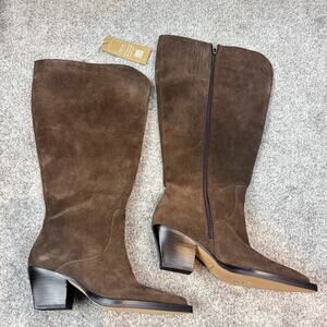 New! Dolce Vita Suede Brown Boots Women's 6- wide calf